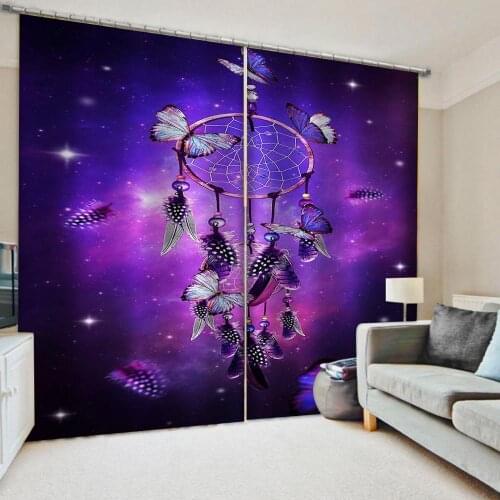 Customized size Luxury Blackout 3D Window Curtains For Living Room purple butterfly curtains personality curtains