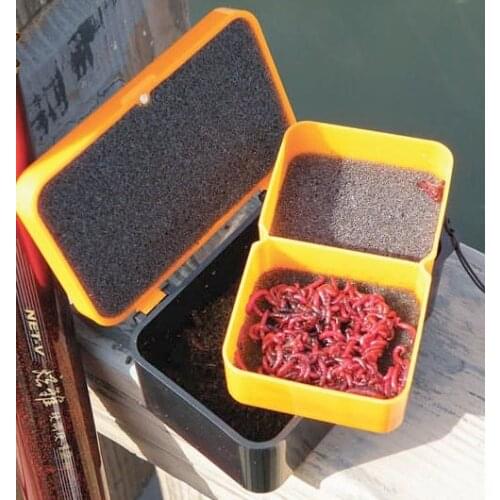 Fishing Tackle Boxes with Breathable Holes For Earthworm Worm Bait Lure Fishing Tackle Box 2 Compartments Plastic 10*6*3.2cm
