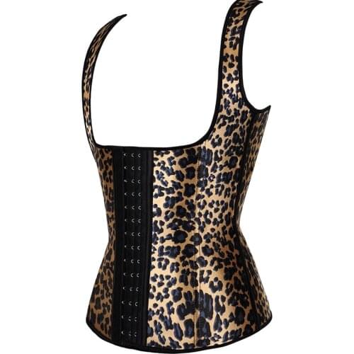 Good Elastic 100% Latex Rubber Waist Trainer Front 3 Hooks Leopard Underbust Corset Vest Waist Size Xs-6xl body shapers women