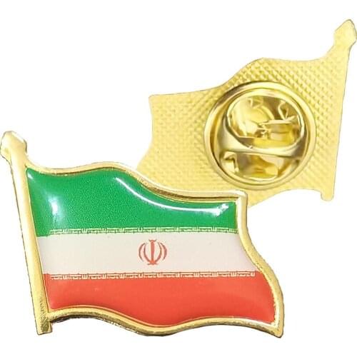 Iran Flag Brooch Enamel Pins Electroplated Gold Military Badge Headdress Decoration Jewelry Accessories