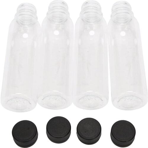82Pcs 250ML Round Empty PET Plastic Juice Bottles Clear Milk Bulk Containers with Black Tamper Evident Caps