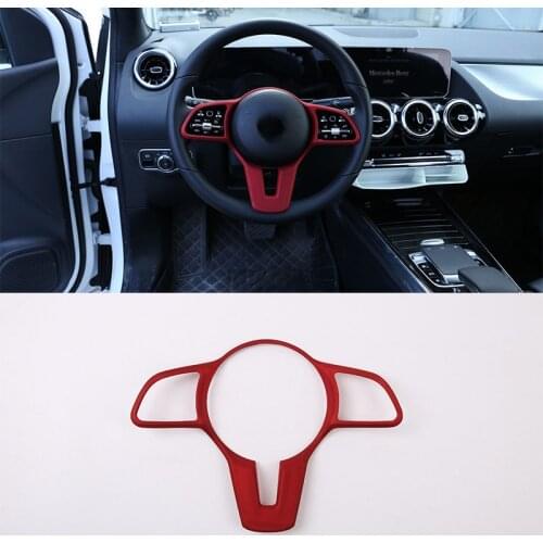 Matte red Car Steering Wheel Button Trim frame For Mercedes Benz A B C E W177 W247 W205 W213 2019+ Car Accessories