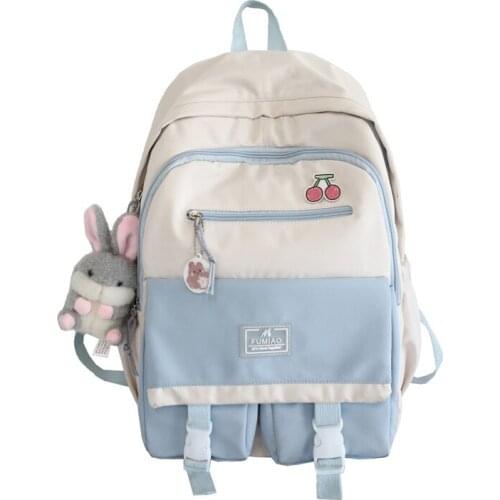 Fashion Back Pack Mochila Women Backpack Nylon For Teenage School Bag Girls Muti-Pocket Cute College Student Black