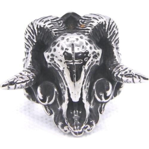Bull Head Ring For Man 316L Stainless Steel Biker Punk Gothic Style Jewellery Size 7-15