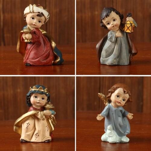 Nativity Scene Cartoon Decorative Figures Set Living Room Elegant Desktop Home Ornament Mini DIY Craft Christmas Gift