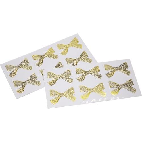 30-60pcs Cute Golden Big Bow Sticker Gold Handmade Adhesive Cake Sweet Candy Packaging Sealing Label Sticker Gift Stationery