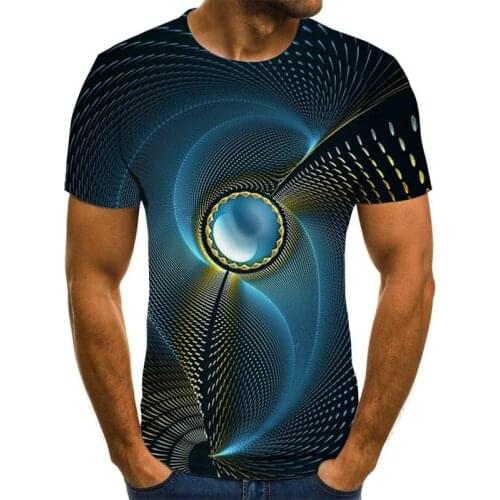 2020 new three-dimensional rotating mens T-shirt summer fashion short-sleeved 3D round neck tops visual three-dimensional shirt