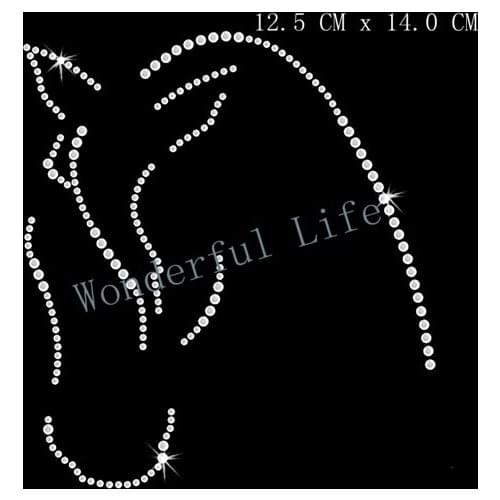 New product free shipping horse design hotfix rhinestones heat transfer design iron on motifs