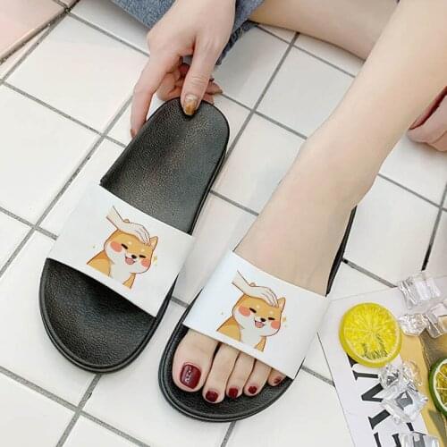 Shoes For Women Summer Home Indoor Slippers Kawaii Cartoon Pattern Flip Flops Outdoor Casual Non-slip Slides Ladies Plus Size 41