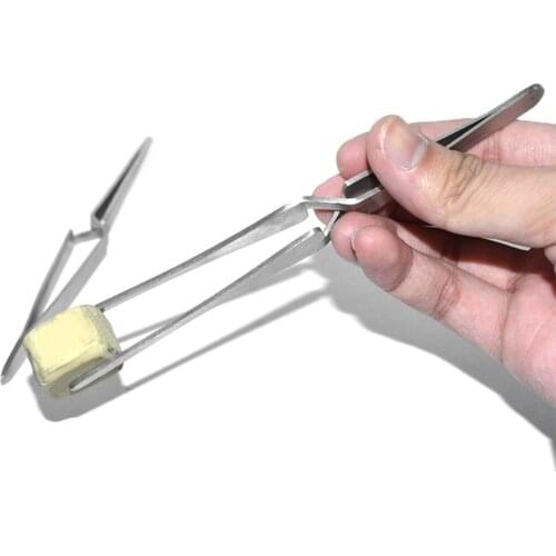 D2TA Cross Lock Stainless Steel Reverse Action Pointed Round Tweezer Acrylic Nail Shaping Tweezers