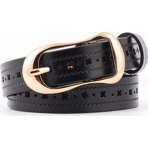 New Genuine leather Retro Pin buckle Hollow Female Hollow eyes Belt For Women decoration Dress coat