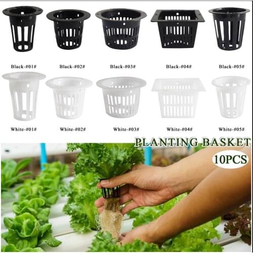 10pcs Heavy Duty Hydroponic Mesh Pot Net Cup Basket Hydroponic Aeroponic Plant Grow Garden Clone Eco-friendly Black/White