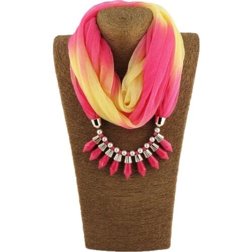 Polyester silk scarfs gradual color neck accessories shawls pendant jewelry silk scarf spring neckwear fashion ring stole