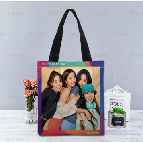 KPOP MAMAMOO Handbag Foldable Shopping Bag Reusable Eco Large Unisex Canvas Fabric Shoulder Bags Tote Grocery Cloth Pouch 0512