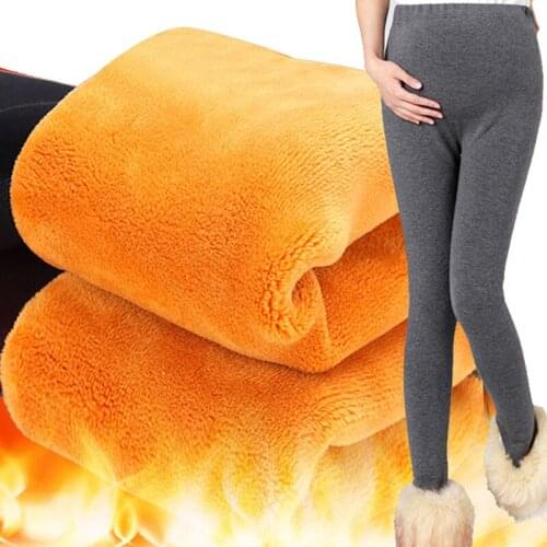Thickening Maternity Leggings With Velvet Winter Clothes For Pregnant Women Trousers High Waist Warm Pregnancy Pants Maternity