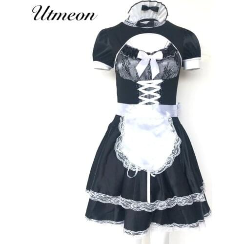 UTMEON Black White Trend design Cosplay French Maid Dress Halloween Lolita Fancy Maid Cosplay For Servant Women