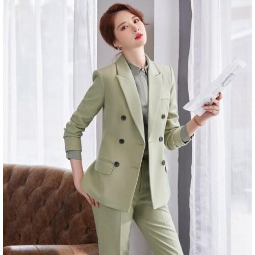 High Quality Fabric Warm Winter Formal Uniform Designs Pantsuits with Pants and Jakets Coat Professional OL Style Blazers Set