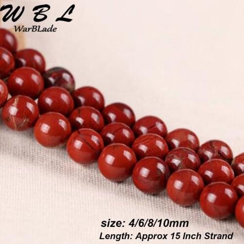 WarBLade High Quality Natural Stone Red Beads 4/6/8/10/12mm Round Loose Stone Beads For DIY Bracelet Jewelry Making