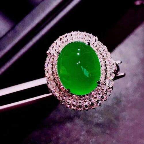 H805 Emerald Ring 9.01ct Pure 18 K Gold Jewelry Nature Green Emerald Diamond Female Rings for women Fine Ring