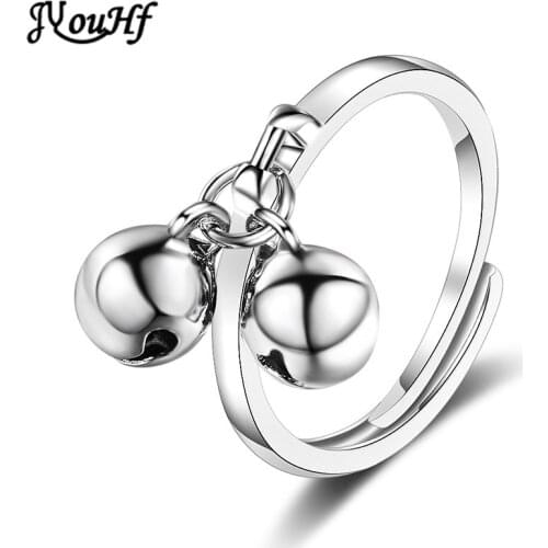 JYouHF Minimalist Adjustable Rings for Women Fashion Simple Double Bell Charm Open Finger Ring Jewelry Accessories Anillos Mujer