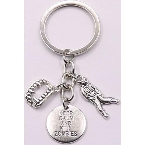 1pc New Cosplay Keep Calm And Kill Keychain Zombie Survival Boyfriend Gift For Halloween Gift Spooky Hallows Eve Keychain