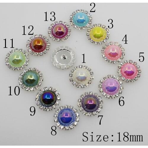 New shank button 10pc 18mm Round AB color Pearl Wedding Decoration DIY clothing Accessories hair flower center scrapbooking