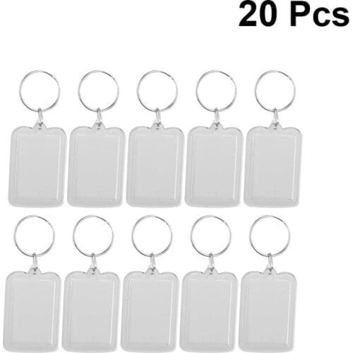 20PCS Key Chain Portable Acrylic Rectangle Keychains for Lover Families Friends