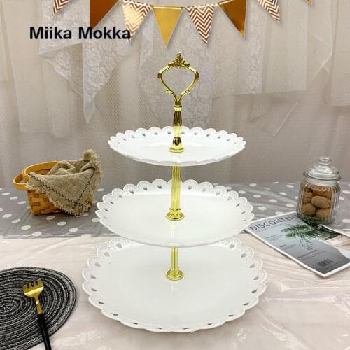 3 Tier Plastic Cake Stand Afternoon Tea Wedding Plates Three Layers Snack Plate Party Tableware Bakeware Cake Shop