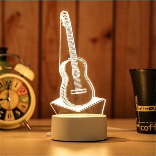 3D Jellyfish Lamp Bear Guitar Night Light USB Charging Creative Kids Birthday Gift Baby Bedroom Night Light Drop Ship