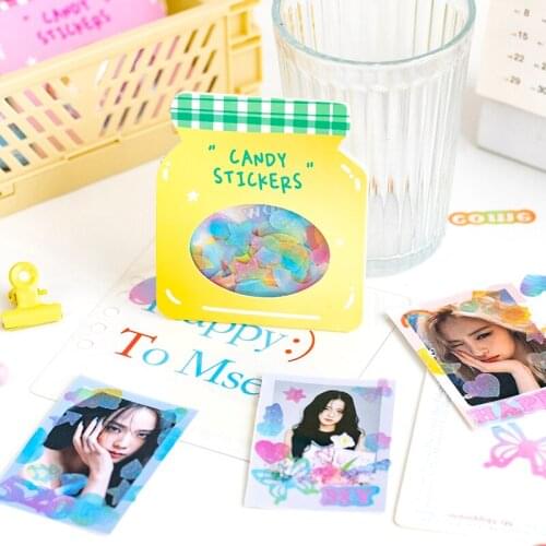 40 pcs Candy series Sequins Decorative PVC laser Stickers Scrapbooking Stick Label Diary Stationery Album rainbow ribbon sticker