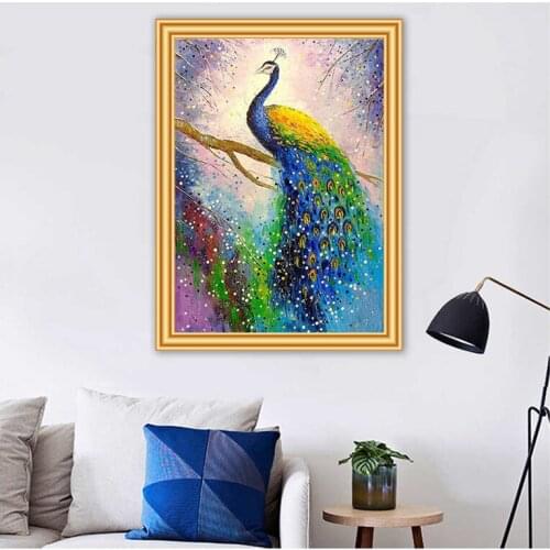 5D Diy Diamond Painting Animal Peacock Cross Stitch Kit Full Drill Embroidery Mosaic Art Picture Of Rhinestone Home DecorZP-4445
