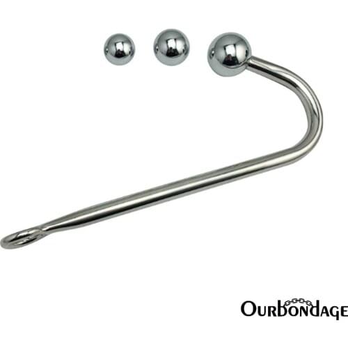 Ourbondage Stainless Steel Anal Hook Metal 2 Type Butt Plug with 3 size Ball Anal Dilator Set For Men and Women BDSM Sex Toys