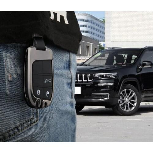 Car Galvanized Alloy Key Cover Chain For Jeep Grand Cherokee Compass Patriot Renegade For Dodge Challenger Journey Fiat Key Case