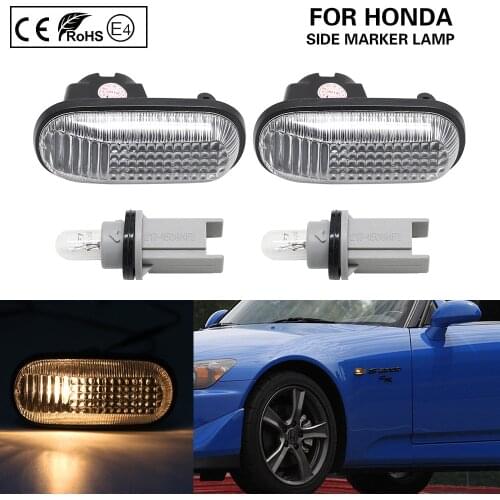 2Pcs Clear OEM Side Marker Light Turn Signal Light For Honda S2000 Accord 1985-2010 Civic 1985-2011 Prelude CRX 1988-1991 Fit