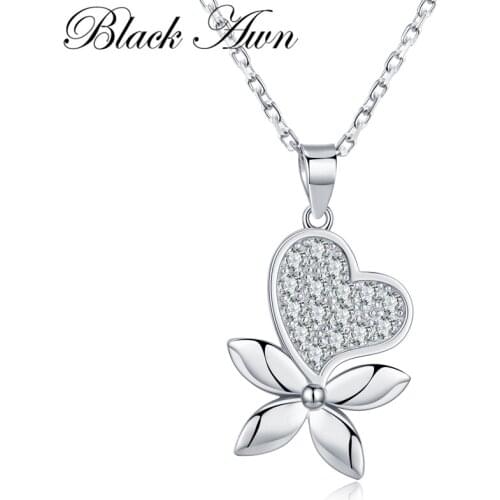 BLACK AWN 2021 New 925 Sterling Silver Jewelry Heart Elegant Necklaces Pendants Female Bijoux Lovers Gift K043