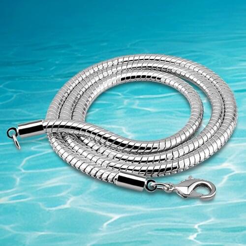 Men 925 sterling silver necklace with 4 mm classic round snake chain necklace The punk style silver ornament gift for boyfriend