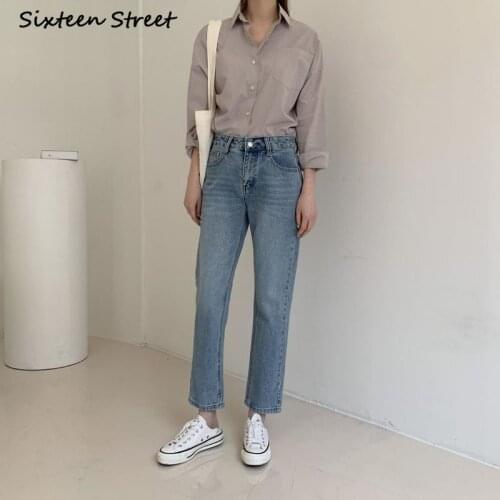 Boyfriend Jeans for Women Pants Female High Waist Wide Leg Vintage Y2K Aesthetic Denim Trousers Ladies Washed Button Zipper 2021