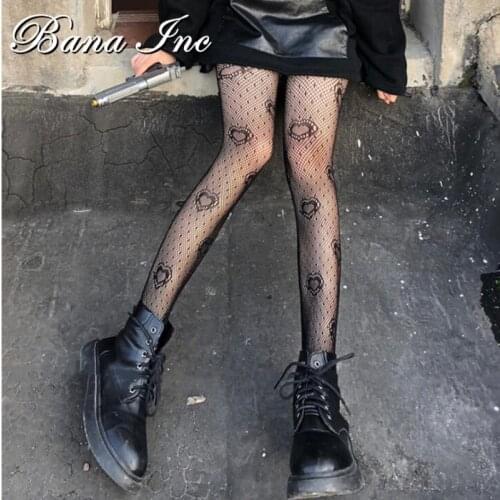 Gothic Tights Pantyhose Japanese Black Retro Rose Flower Vine Fishnet Lace Trousers Little Love Bottoming G Stockings Women