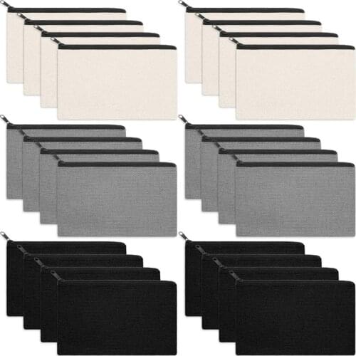 Canvas Makeup Bags Canvas Zipper Pouch Bags Pencil Case Blank DIY Craft Bags Cosmetic Pouch for Travel DIY Craft School