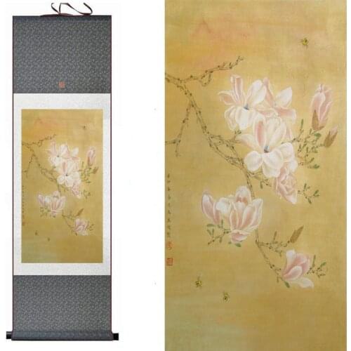 Flowers Painting Home Office Decoration Chinese scroll painting birds painting butterfly and flower paintingPrinted painting