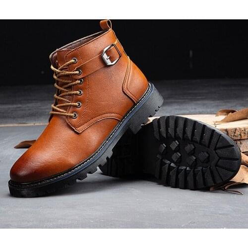 Leather Mens Martin Shoes Fashion British Trend High-Top Shoes Outdoor Thick Bottom Casual Shoes Quality Men Oxford Shoes