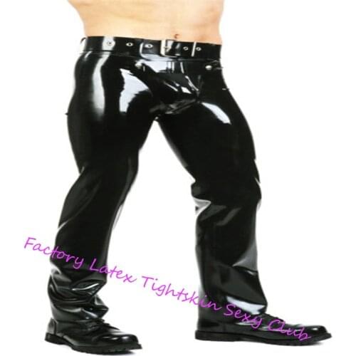 Latex Jeans Mens Rubber Jeans With Front zipper latex catsuit men