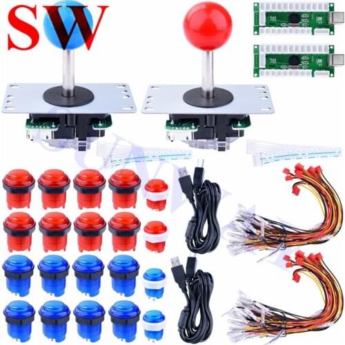 Top Selling DIY 2 Player Arcade USB Controller 5Pin Arcade Joystick + 20 x LED Illuminated Push Button+ 2 x USB Encoder Board
