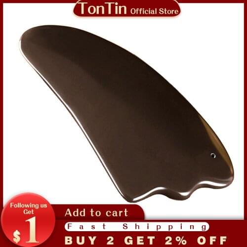 5A grade SiBin brown color Bian stone massage guasha kit beauty face plate triangle 120x60x10mm 100% original gift bag chart