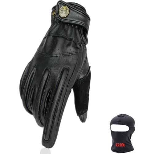 New 3-color Cowhide Motorcycle Gloves Safe Comfortable Motocross Gloves Men Outdoor Riding Touch screen Gloves Guantes Moto
