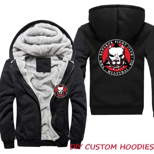 MMA Muay Thai BJJ Bangkok Fight Club Plus Size 4XL Mens Hoodies Sweatshirts Winter Casual Fleece Hoodie Men Jackets Coats Hombre