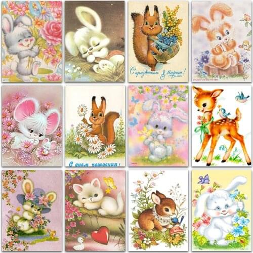 5D Diamond Painting Kit Paint Cartoon animal rabbit deer Cat squirrel Full Square&Round embroidery mosaic Cross stitch art decor