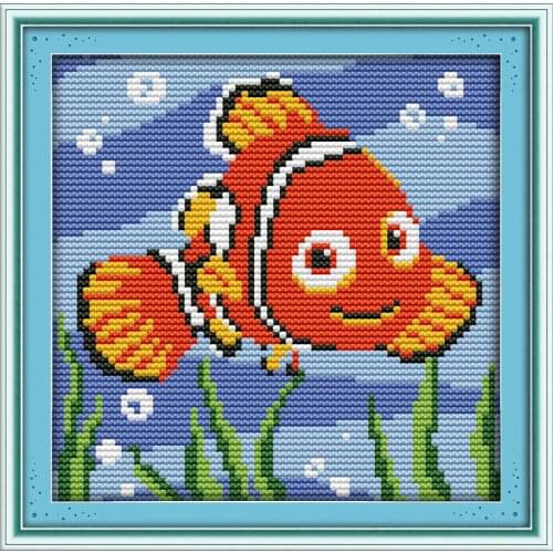 Joy Sunday Clownfish Cross Stitch Patterns DIY Cross Stitch Set Needlework Embroidery Cross Stitch Kits Handmade Home Decoration
