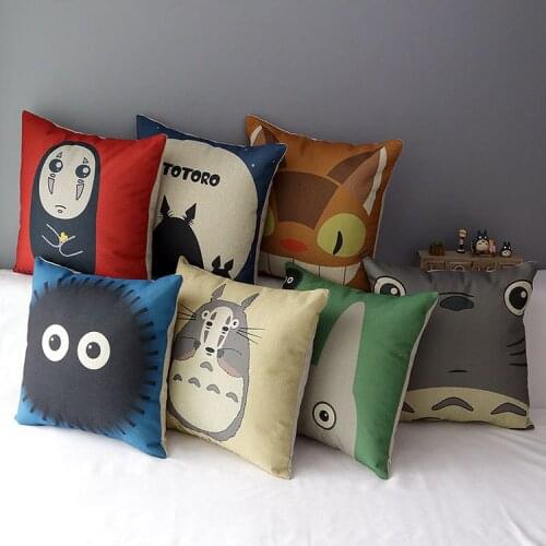 Totoro pillow cover, cute cartoon creative Hayao Miyazaki Totoro series throw pillow cover wholesale