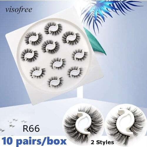 Visofree 3D mink lashes 10pairs faux mink eyelashes set faux cils makeup false eyelashes natural wispy lashes pack wholesale